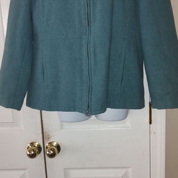 Gap Teal wool jacket with hood super cute  Sz S - Picture 2 of 5